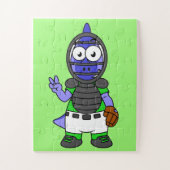 Illustratie van een parasaurolophus honkbalvanger legpuzzel (Verticaal)