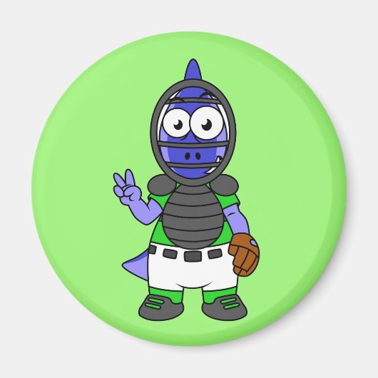 Illustratie van een parasaurolophus honkbalvanger magneet (Voorkant)