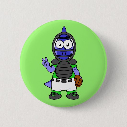 Illustratie van een parasaurolophus honkbalvanger ronde button 5,7 cm (Voorkant)