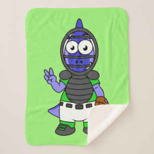 Illustratie van een parasaurolophus honkbalvanger sherpa deken