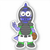 Illustratie van een parasaurolophus honkbalvanger sticker (Voorkant)