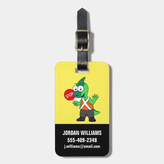 Illustratie van een parasaurolophus verkeersregela bagagelabel (Voorkant verticaal)