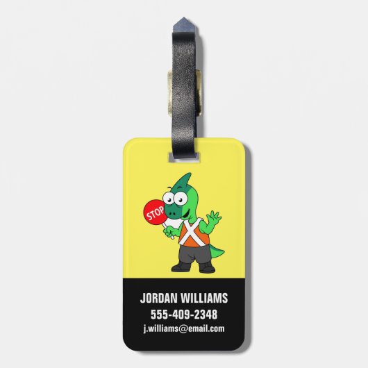 Illustratie van een parasaurolophus verkeersregela bagagelabel (Achterkant verticaal)