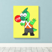 Illustratie van een parasaurolophus verkeersregela canvas afdruk (Insitu (Houten vloer))