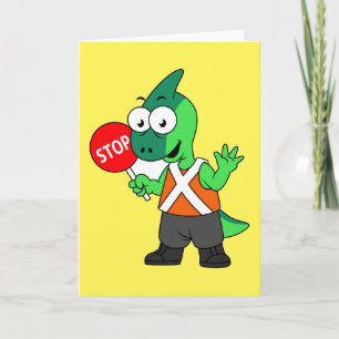 Illustratie van een parasaurolophus verkeersregela kaart