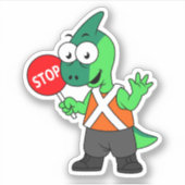 Illustratie van een parasaurolophus verkeersregela sticker (Voorkant)