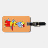 Illustratie van een persoon die brontosaurus heeft bagagelabel (Voorkant horizontaal)