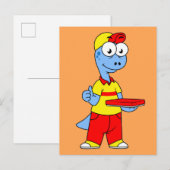 Illustratie van een persoon die brontosaurus heeft briefkaart (Voorkant / Achterkant)