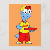 Illustratie van een persoon die brontosaurus heeft briefkaart (Voorkant)