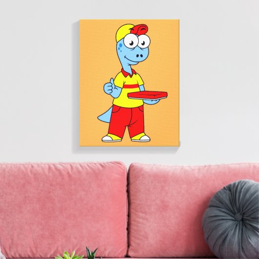 Illustratie van een persoon die brontosaurus heeft canvas afdruk (Insitu (Woonkamer))