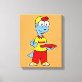 Illustratie van een persoon die brontosaurus heeft canvas afdruk (Voorkant)