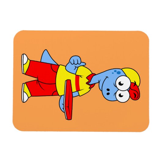 Illustratie van een persoon die brontosaurus heeft magneet (Horizontaal)