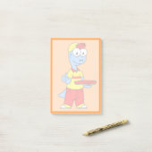 Illustratie van een persoon die brontosaurus heeft post-it® notes (Op bureau)