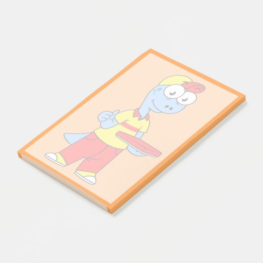 Illustratie van een persoon die brontosaurus heeft post-it® notes (Schuin)