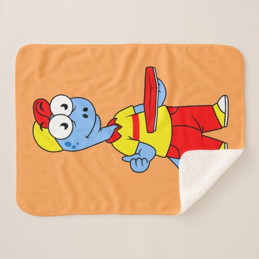 Illustratie van een persoon die brontosaurus heeft sherpa deken (Voorkant (horizontaal))