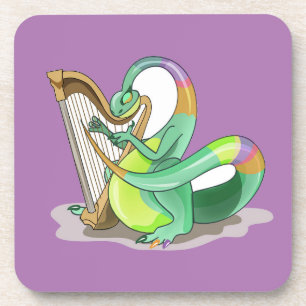 Illustratie van een plateosaurus die de harp bespe bier onderzetter