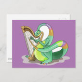 Illustratie van een plateosaurus die de harp bespe briefkaart (Voorkant / Achterkant)