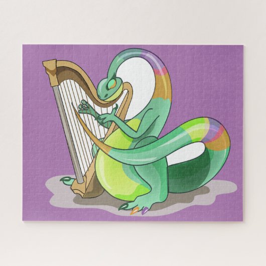Illustratie van een plateosaurus die de harp bespe legpuzzel (Horizontaal)