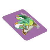 Illustratie van een plateosaurus die de harp bespe magneet (Rechterzijde)