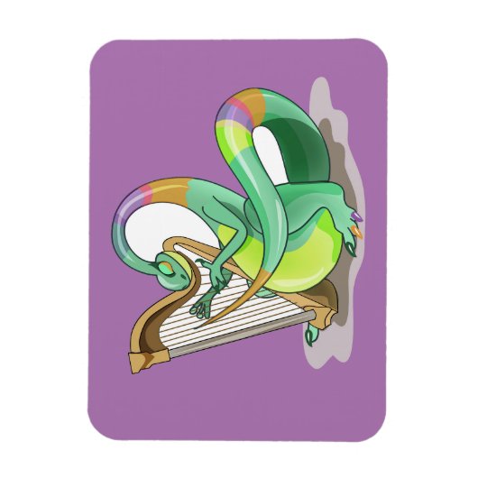 Illustratie van een plateosaurus die de harp bespe magneet (Verticaal)