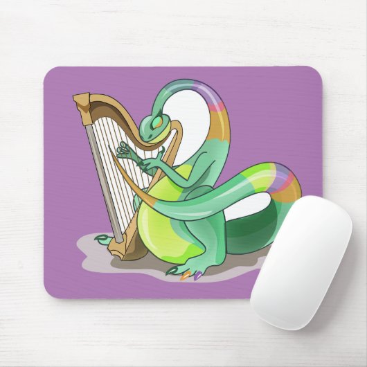 Illustratie van een plateosaurus die de harp bespe muismat (Met muis)