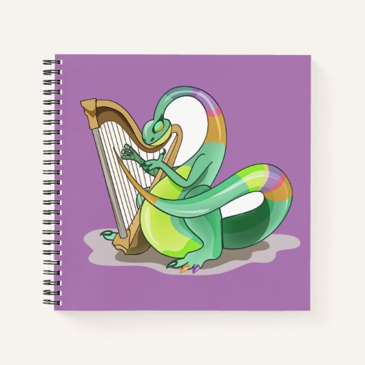 Illustratie van een plateosaurus die de harp bespe notitieboek (Voorkant)