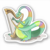 Illustratie van een plateosaurus die de harp bespe sticker (Voorkant)