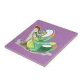 Illustratie van een plateosaurus die de harp bespe tegeltje (Zijkant)