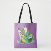 Illustratie van een plateosaurus die de harp bespe tote bag (Voorkant)