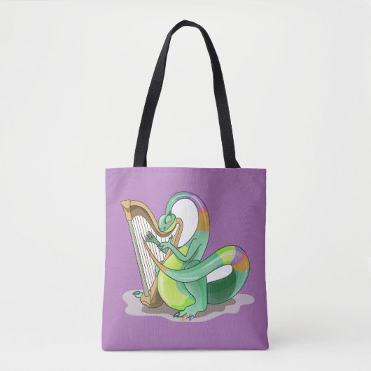 Illustratie van een plateosaurus die de harp bespe tote bag (Voorkant)