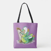 Illustratie van een plateosaurus die de harp bespe tote bag (Achterkant)