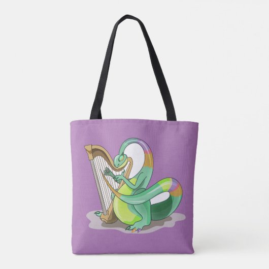 Illustratie van een plateosaurus die de harp bespe tote bag (Achterkant)