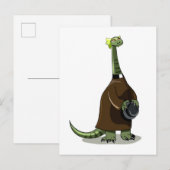 Illustratie van een plateosaurus die verkleed is a briefkaart (Voorkant / Achterkant)