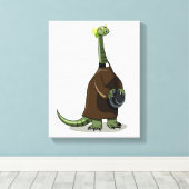 Illustratie van een plateosaurus die verkleed is a canvas afdruk (Insitu (Houten vloer))
