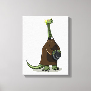 Illustratie van een plateosaurus die verkleed is a canvas afdruk