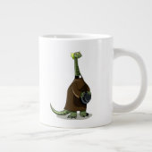 Illustratie van een plateosaurus die verkleed is a grote koffiekop (Rechts)