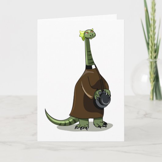 Illustratie van een plateosaurus die verkleed is a kaart (Voorkant)