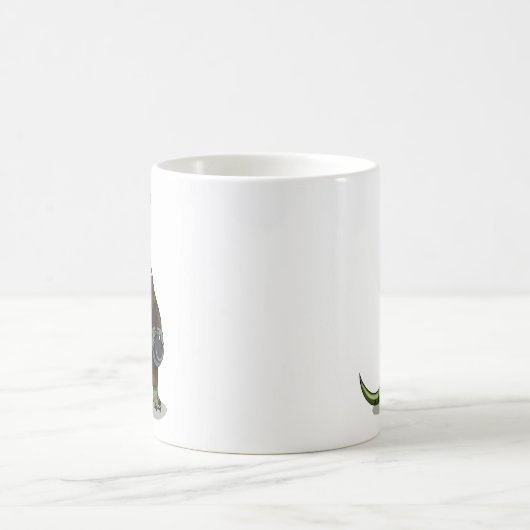 Illustratie van een plateosaurus die verkleed is a koffiemok (Center)