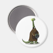 Illustratie van een plateosaurus die verkleed is a magneet (Voorkant / Achterkant)