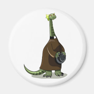 Illustratie van een plateosaurus die verkleed is a magneet