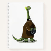 Illustratie van een plateosaurus die verkleed is a notitieboek (Voorkant)
