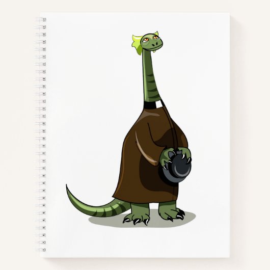 Illustratie van een plateosaurus die verkleed is a notitieboek (Voorkant)