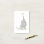 Illustratie van een plateosaurus die verkleed is a post-it® notes (Op bureau)