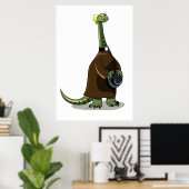 Illustratie van een plateosaurus die verkleed is a poster (Thuiskantoor)
