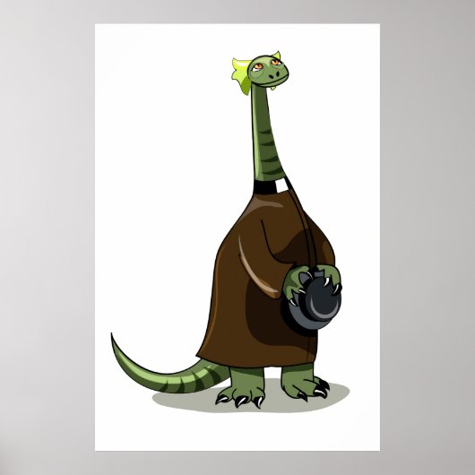 Illustratie van een plateosaurus die verkleed is a poster (Voorkant)