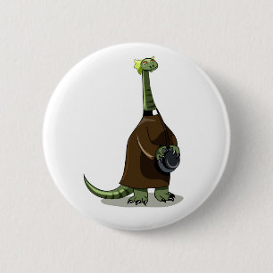 Illustratie van een plateosaurus die verkleed is a ronde button 5,7 cm