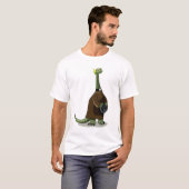 Illustratie van een plateosaurus die verkleed is a t-shirt (Voorkant volledig)