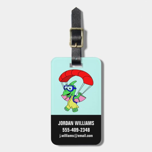 Illustratie van een pterodactylparachute. bagagelabel (Voorkant verticaal)