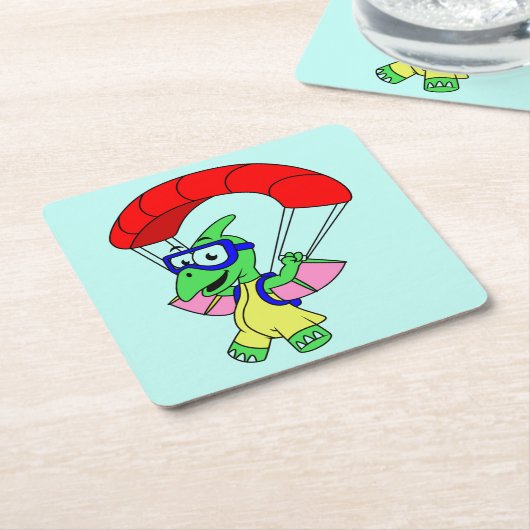 Illustratie van een pterodactylparachute. kartonnen onderzetters (Schuin)