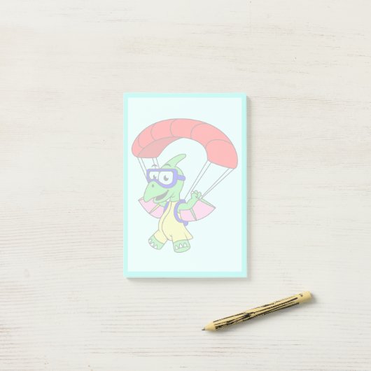 Illustratie van een pterodactylparachute. post-it® notes (Op bureau)